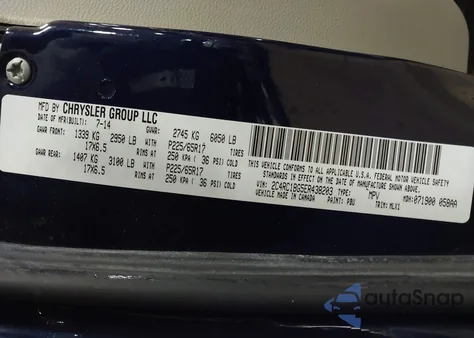 2014 Chrysler Town & Country Touring from USA, damaged, VIN 2C4RC1BG5ER438203